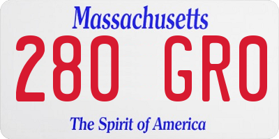 MA license plate 280GR0
