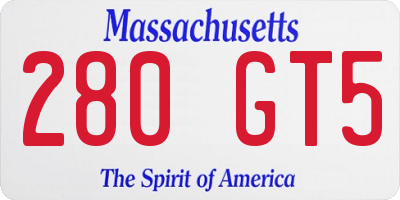 MA license plate 280GT5