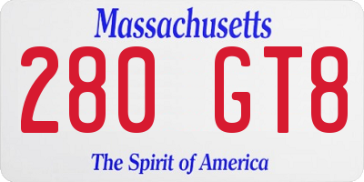 MA license plate 280GT8
