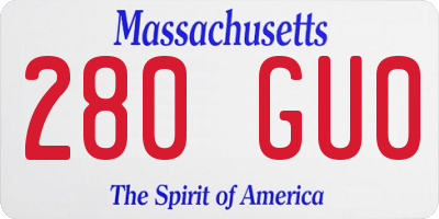 MA license plate 280GU0