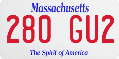 MA license plate 280GU2