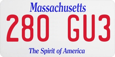 MA license plate 280GU3