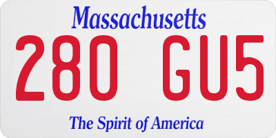 MA license plate 280GU5