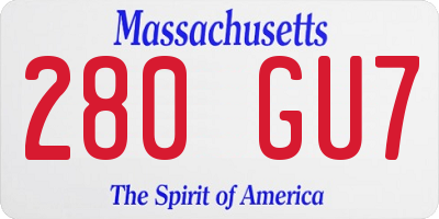 MA license plate 280GU7