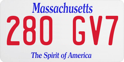MA license plate 280GV7