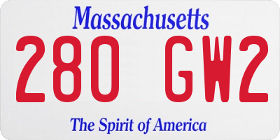 MA license plate 280GW2