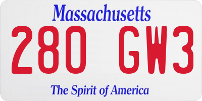 MA license plate 280GW3