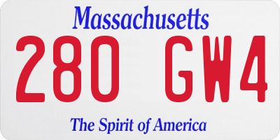 MA license plate 280GW4