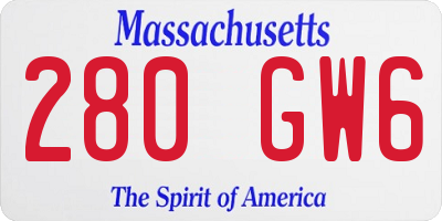 MA license plate 280GW6