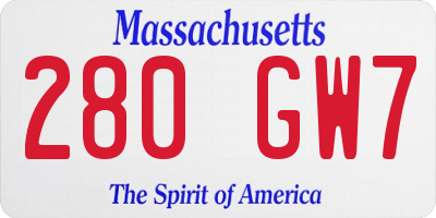 MA license plate 280GW7