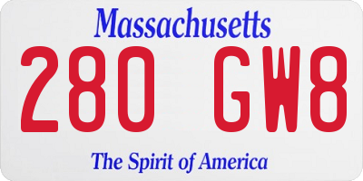 MA license plate 280GW8