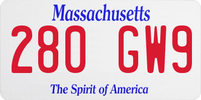 MA license plate 280GW9