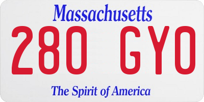 MA license plate 280GY0