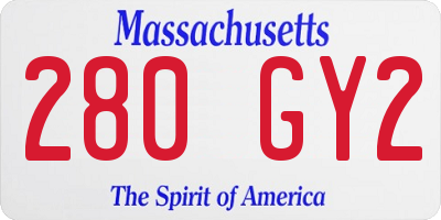 MA license plate 280GY2