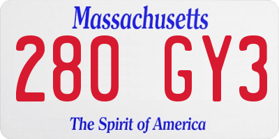 MA license plate 280GY3