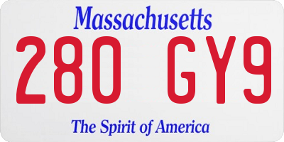 MA license plate 280GY9