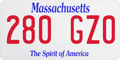 MA license plate 280GZ0
