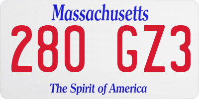 MA license plate 280GZ3