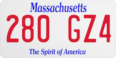 MA license plate 280GZ4