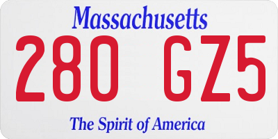 MA license plate 280GZ5