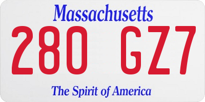 MA license plate 280GZ7