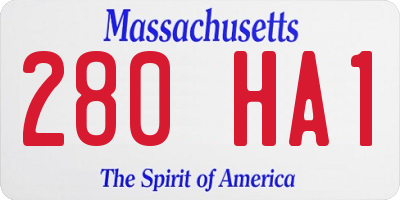 MA license plate 280HA1