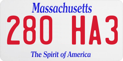 MA license plate 280HA3