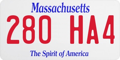 MA license plate 280HA4