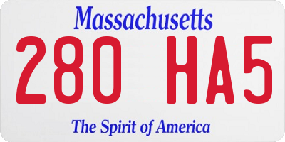 MA license plate 280HA5