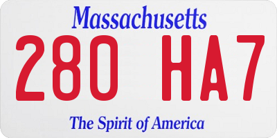 MA license plate 280HA7