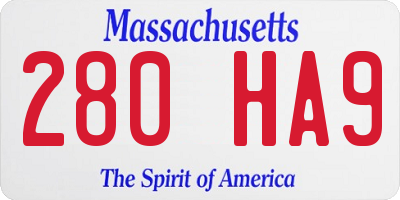MA license plate 280HA9
