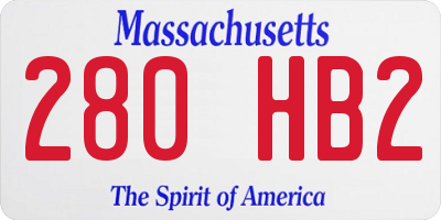 MA license plate 280HB2