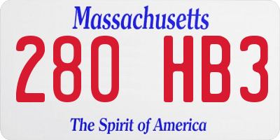 MA license plate 280HB3