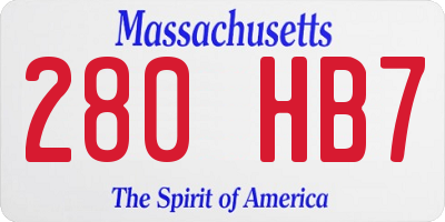 MA license plate 280HB7