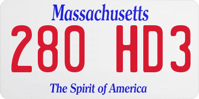 MA license plate 280HD3