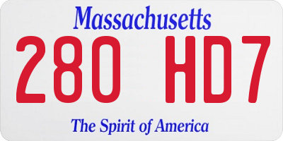 MA license plate 280HD7