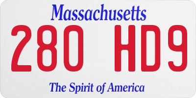 MA license plate 280HD9