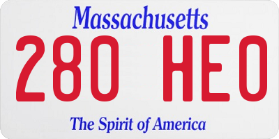 MA license plate 280HE0