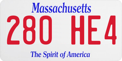 MA license plate 280HE4