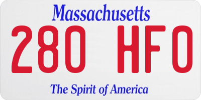 MA license plate 280HF0
