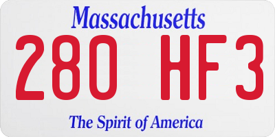 MA license plate 280HF3