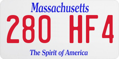 MA license plate 280HF4