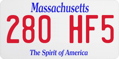MA license plate 280HF5