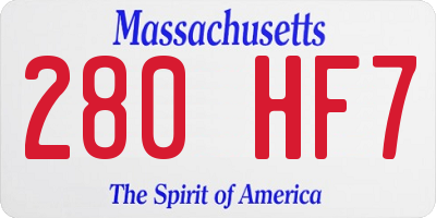 MA license plate 280HF7
