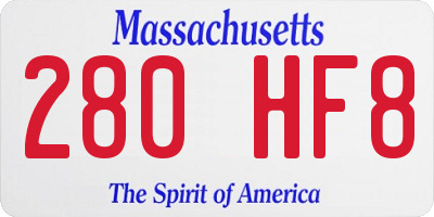 MA license plate 280HF8