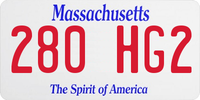 MA license plate 280HG2