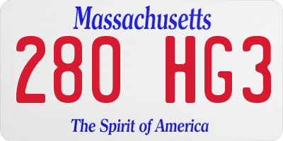 MA license plate 280HG3