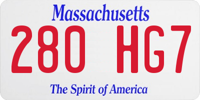 MA license plate 280HG7