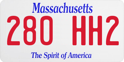 MA license plate 280HH2