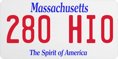 MA license plate 280HI0